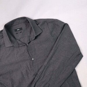 Hugo Boss Slim Fit Long Sleeve‎ Button-Up Shirt Dark Gray Size 41/16 Turkey